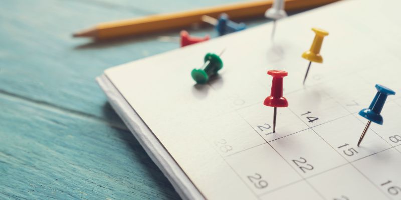 Calendar with pins