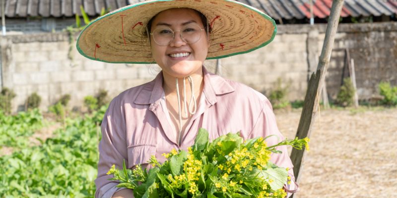 A farmer in the field. 