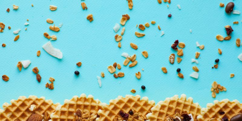 oatmeal, nuts and waffles