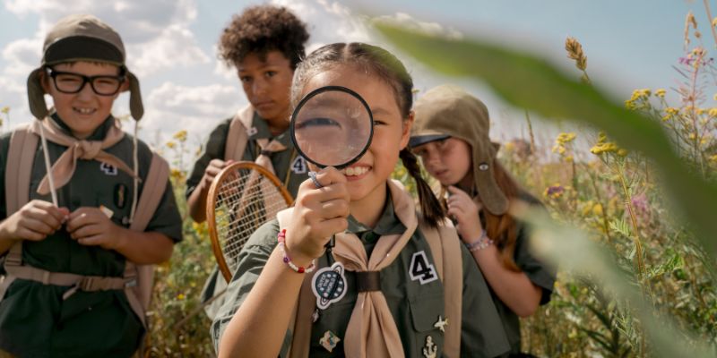 Girl Scout With Magnifying Glass
