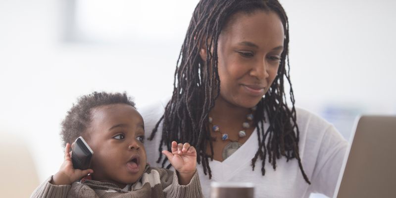 Mother and Child With Open Laptop