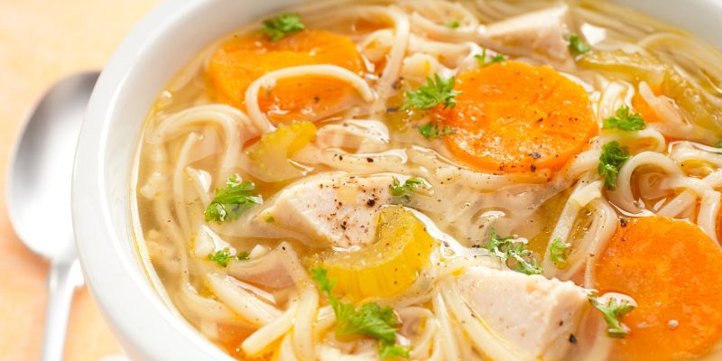 A bowl of chicken noodle