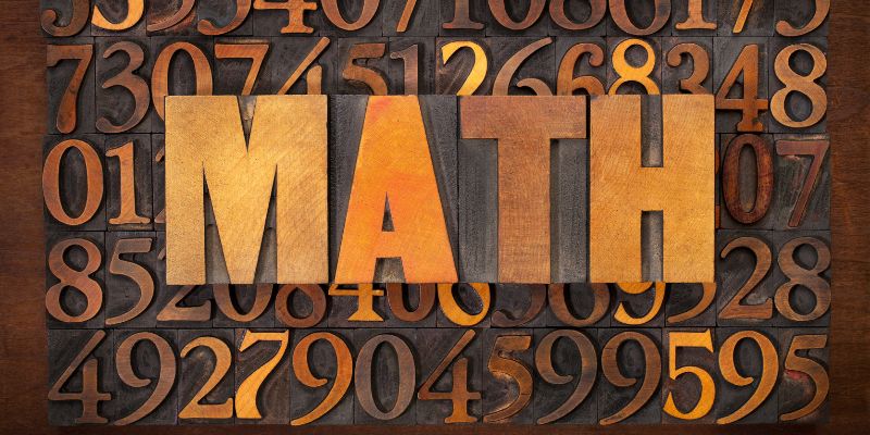 Wooden Math and numbers sign