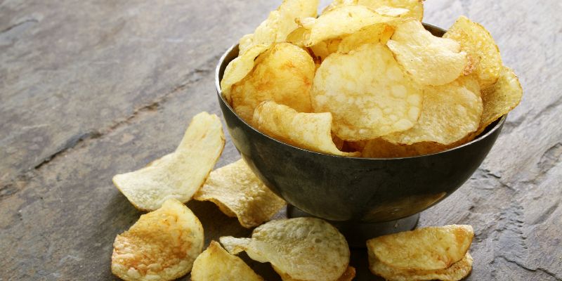 A bowl of plain potato chips