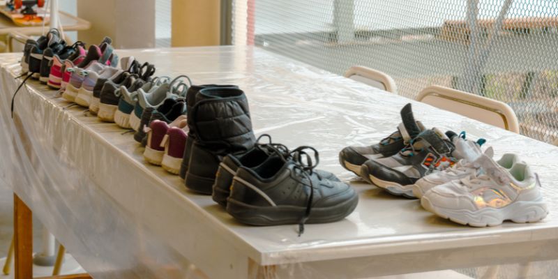 A table filled with shoes