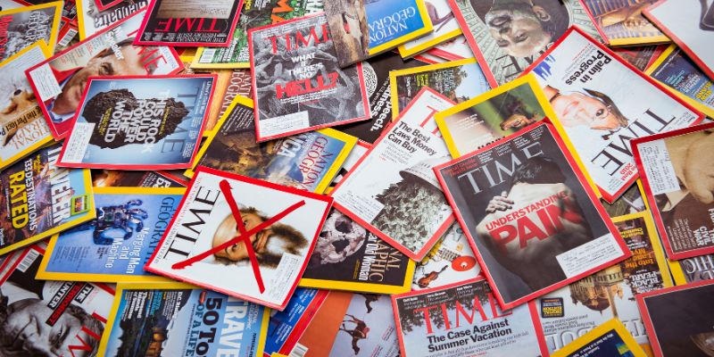 A bunch of time magazines. 