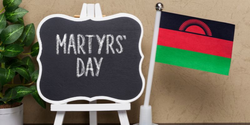 Sign of Martyrs' day and the Malawian flag