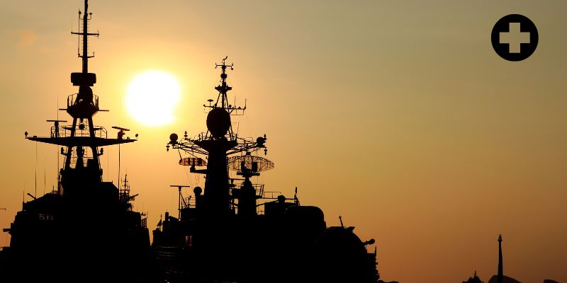 naval ships with a cross symbol on it