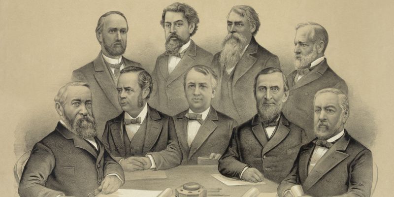 Photo of President Benjamin Harrison and his staff