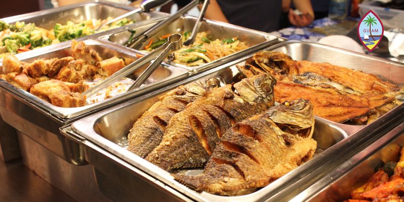 A buffet of food