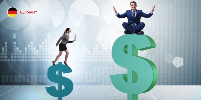 Illustration of men getting higher pay than women