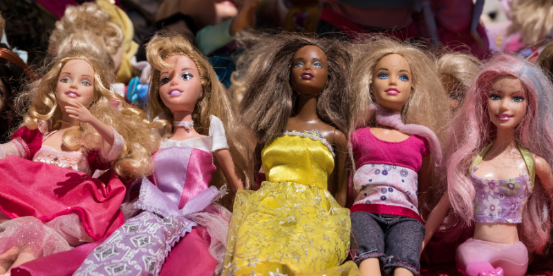 A diverse group of barbie dolls