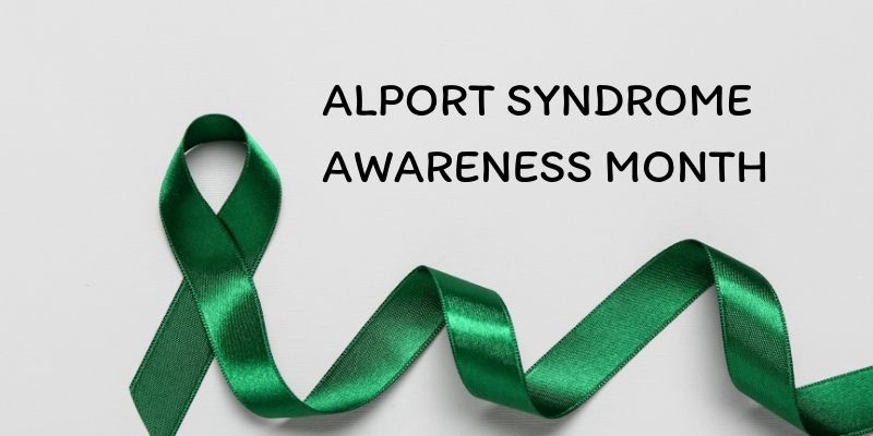 Green ribbon representing alport syndrome awareness month