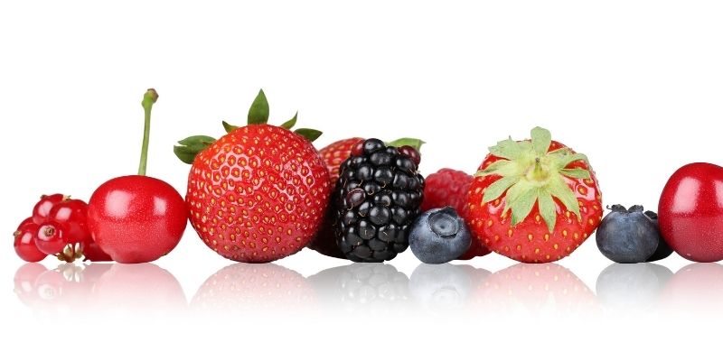 Grapes, black berries, blue berries, and strawberries