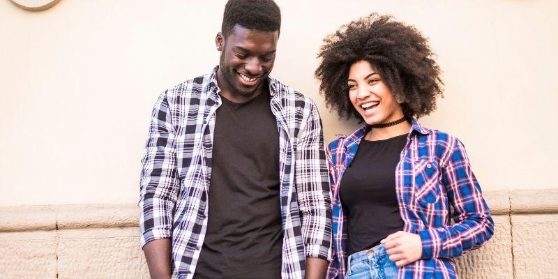 two people in plaid