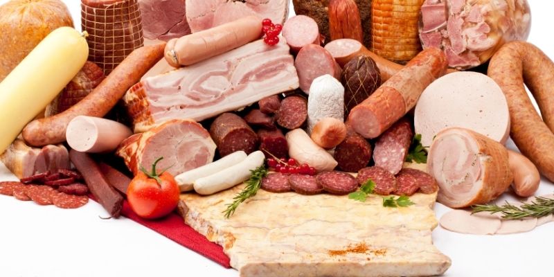 A variety of deli meats