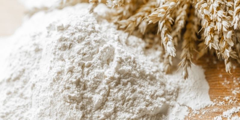 Processed flowers and raw wheat
