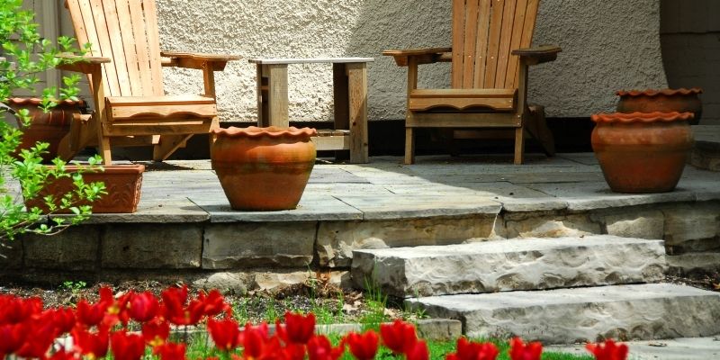 Furniture and plants on a patio