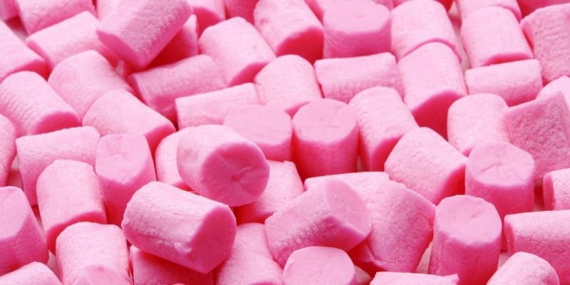 a bunch of unwrapped bubble gum