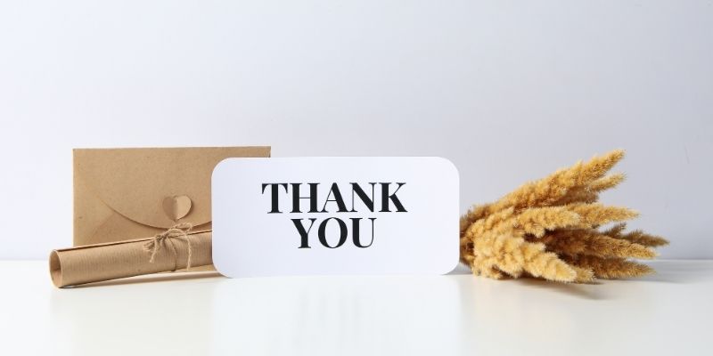A thank you display with envelope.