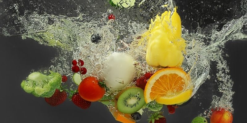 Furits submered in water