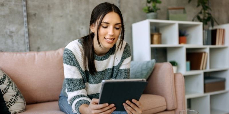 Someone reading an e-book.